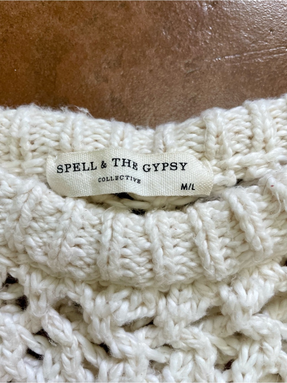 Spell Eagle Hawk Open Knit Slouch Crew Neck Sweater, m/l - Picture 7 of 9